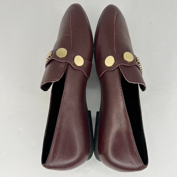 Kensie Womens Rayna Auburn Leather Gold Studs Slip On Flats Size 7 M Loafers - Picture 6 of 9